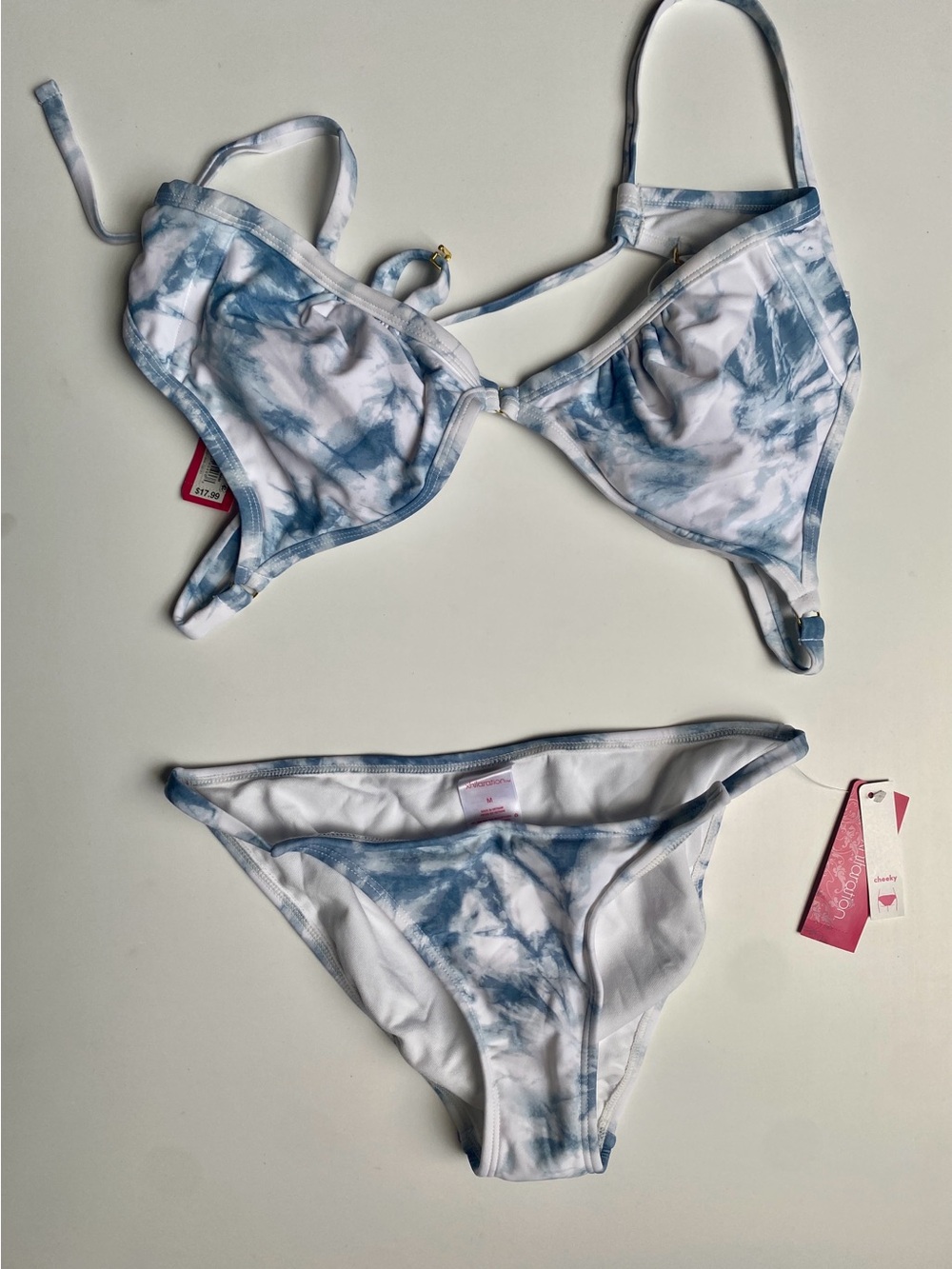 Xhilaration Blue & White Tie-Dye Underwire Bikini Set